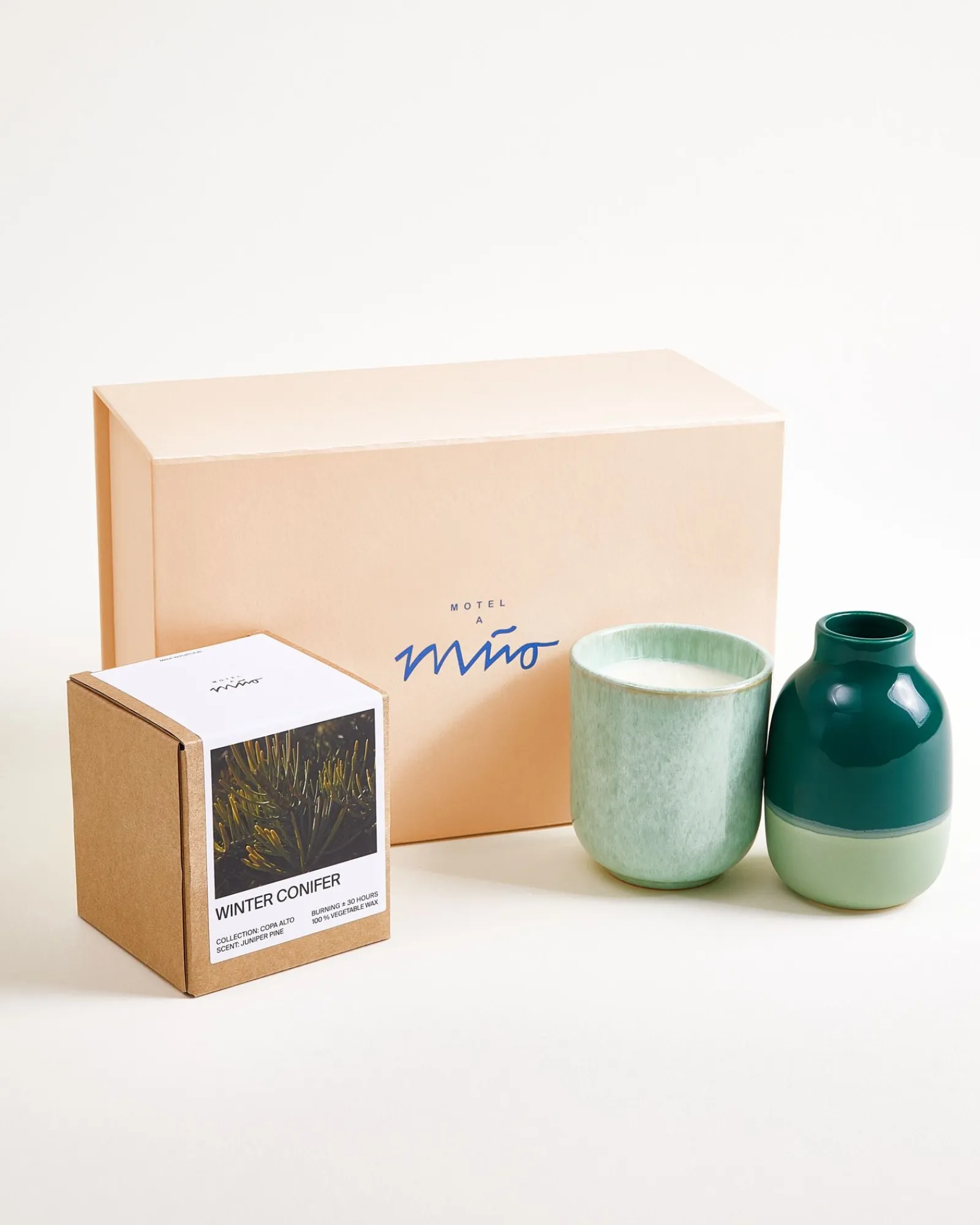 Motel a Miio Geschenk-Set Winter Forest dunkelgrün mint 3-teilig* Duftkerzen