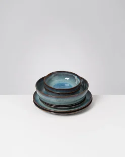 Motel a Miio Madeira Geschirr-Set modern grünblau 7-teilig* Geschirrset Für 2 Personen