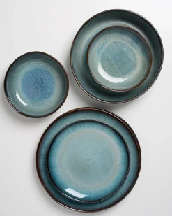 Motel a Miio Madeira Geschirr-Set modern grünblau 7-teilig* Geschirrset Für 2 Personen