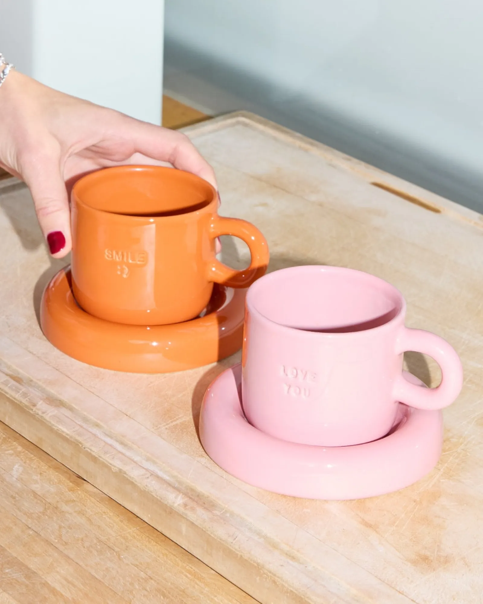 Motel a Miio Seia Geschenk-Set Love Smile rosa orange 3-teilig* Tassen-Sets